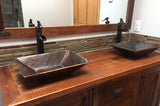 Installation Image of Premier Copper Products 17" Rectangle Copper Bathroom Sink, Oil Rubbed Bronze, PVMRECDB