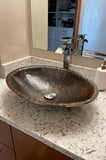 Installation Image of Premier Copper Products 20" Oval Copper Bathroom Sink, Oil Rubbed Bronze, PVOVAL20