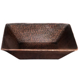 Premier Copper Products 14" Square Hand Forged Old World Copper Vessel Bathroom Sink, Matching Drain and Accessories, Oil Rubbed Bronze, BSP5_PVSQ14DB-P