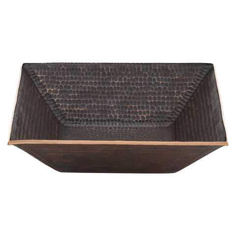 Main Image of Premier Copper Products 14" Square Copper Bathroom Sink, Oil Rubbed Bronze, PVSQ14DB