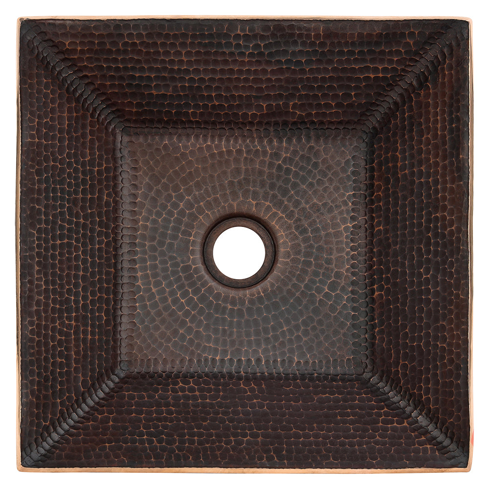Alternative View of Premier Copper Products 14" Square Copper Bathroom Sink, Oil Rubbed Bronze, PVSQ14DB