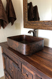 Installation Image of Premier Copper Products 19" Rectangle Copper Bathroom Sink, Oil Rubbed Bronze, PVTREC19DB