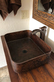 Installation Image of Premier Copper Products 19" Rectangle Copper Bathroom Sink, Oil Rubbed Bronze, PVTREC19DB