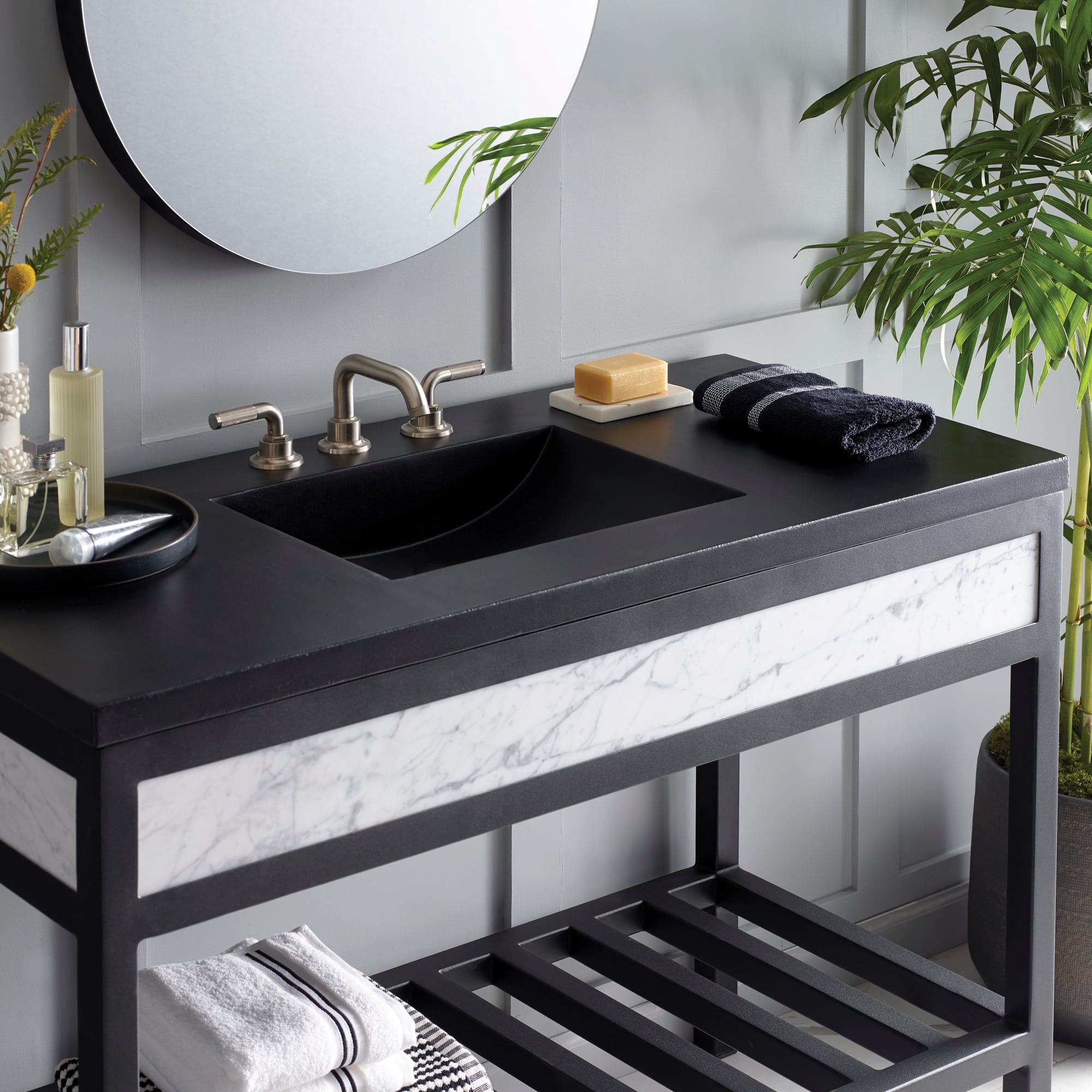 Native Trails 48" Palomar ADA Vanity Top with Integral Sink in Charcoal, 8" Widespread Cutout, NSVNT48-C