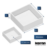 Karran Quattro 14.5" x 14.5" Square Vessel Acrylic Solid Surface ADA Bathroom Sink, White, QM175WH