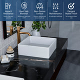 Karran Quattro 14.5" x 14.5" Square Vessel Acrylic Solid Surface ADA Bathroom Sink, White, QM175WH