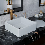 Karran Quattro 14.5" x 14.5" Square Vessel Acrylic Solid Surface ADA Bathroom Sink, White, QM175WH