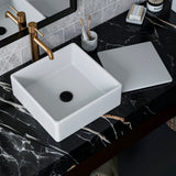 Karran Quattro 14.5" x 14.5" Square Vessel Acrylic Solid Surface ADA Bathroom Sink, White, QM175WH