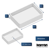 Karran Quattro 13.75" x 21.25" Rectangular Vessel Acrylic Solid Surface ADA Bathroom Sink, White, QM177WH