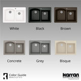 Karran 33" Drop In/Topmount Quartz Composite Kitchen Sink, 60/40 Double Bowl, Brown, QT-610-BR-PK1