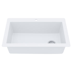 Alternate Image for Karran 33" Drop In/Topmount Quartz Composite Kitchen Sink, White, QT-670-WH