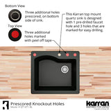 Karran 25" Drop In/Topmount Quartz Composite Kitchen Sink, Grey, QT-671-GR