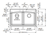 Karran 33" Drop In/Topmount Quartz Composite Kitchen Sink, 50/50 Double Bowl, White, QT-710-WH-PK1