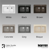 Karran 33" Drop In/Topmount Quartz Composite Kitchen Sink, 60/40 Double Bowl, Brown, QT-711-BR