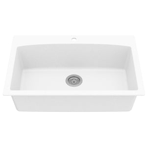 Alternate Image for Karran 33" Drop In/Topmount Quartz Composite Kitchen Sink, White, QT-712-WH