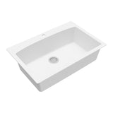 Karran 33" Drop In/Topmount Quartz Composite Kitchen Sink, White, QT-712-WH