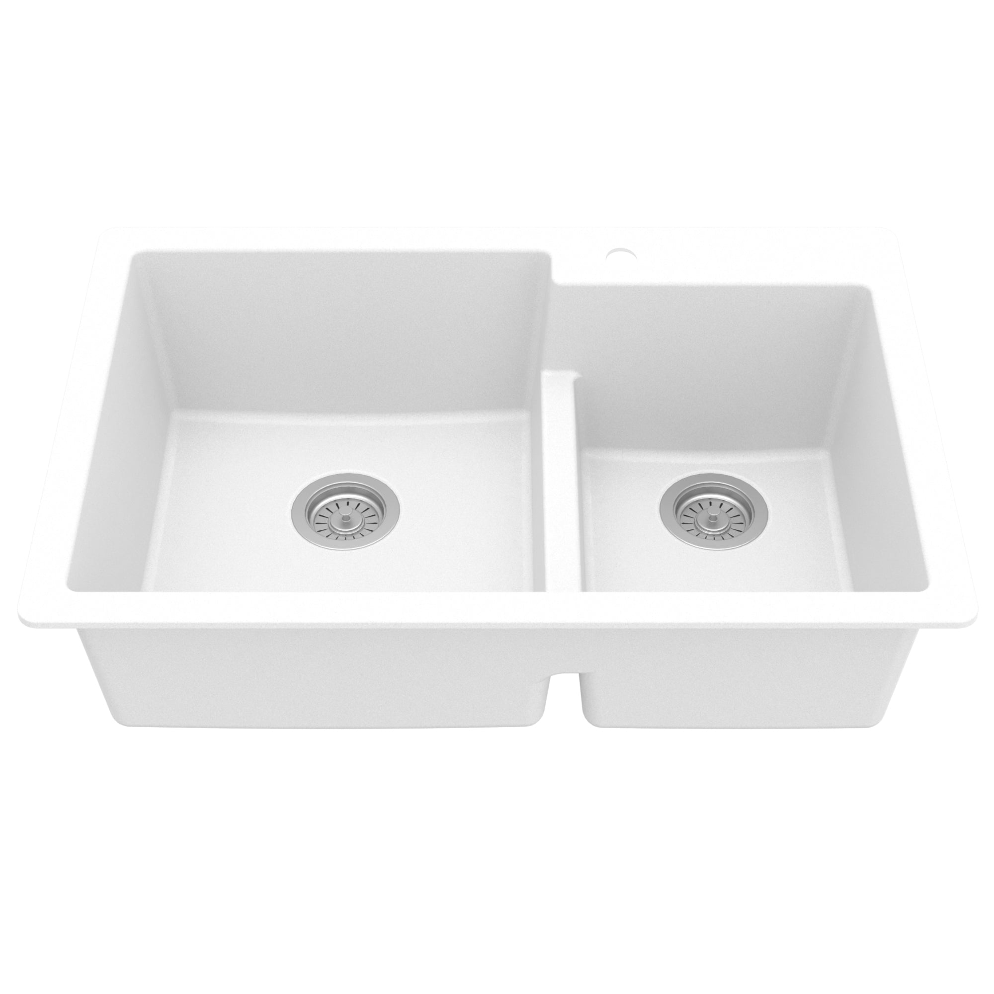 Karran 33" Drop In/Topmount Quartz Composite Kitchen Sink, 60/40 Double Bowl, White, QT-811-WH