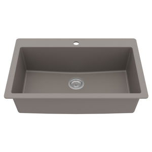 Alternate Image for Karran 33" Drop In/Topmount Quartz Composite Kitchen Sink, Concrete, QT-812-CN