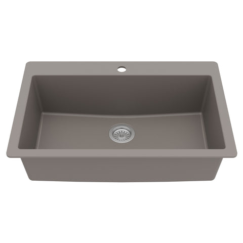 Karran 33" Drop In/Topmount Quartz Composite Kitchen Sink, Concrete, QT-812-CN