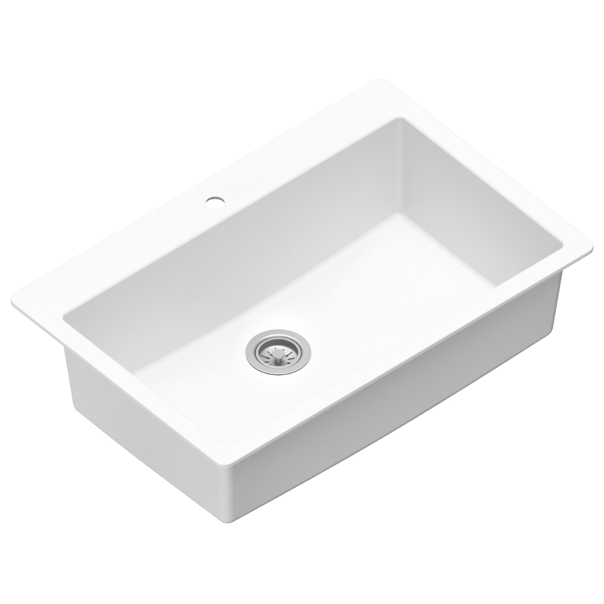 Karran 33" Drop In/Topmount Quartz Composite Kitchen Sink, White, QT-812-WH