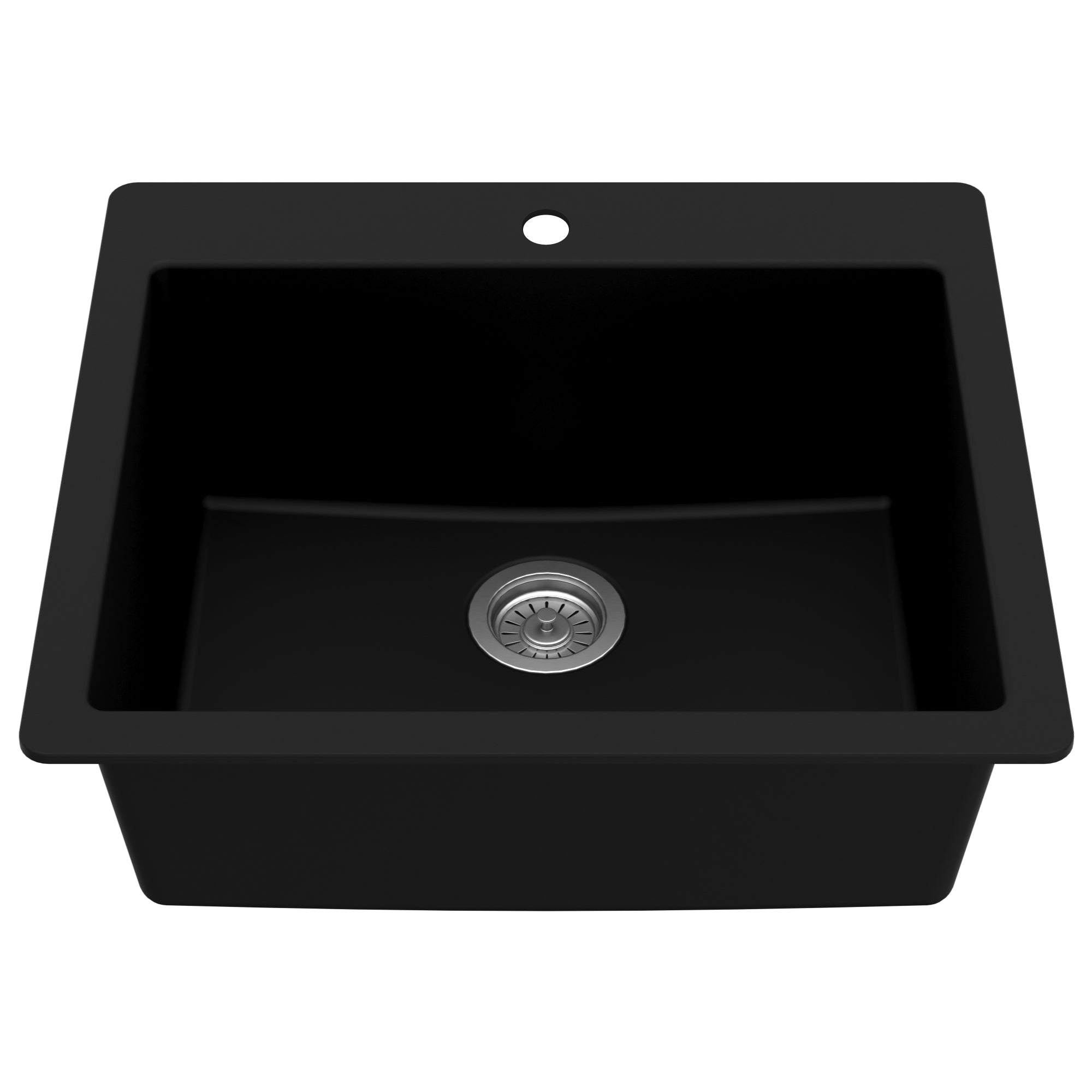 Karran 25" Drop In/Topmount Quartz Composite Kitchen Sink, Black, QT-820-BL