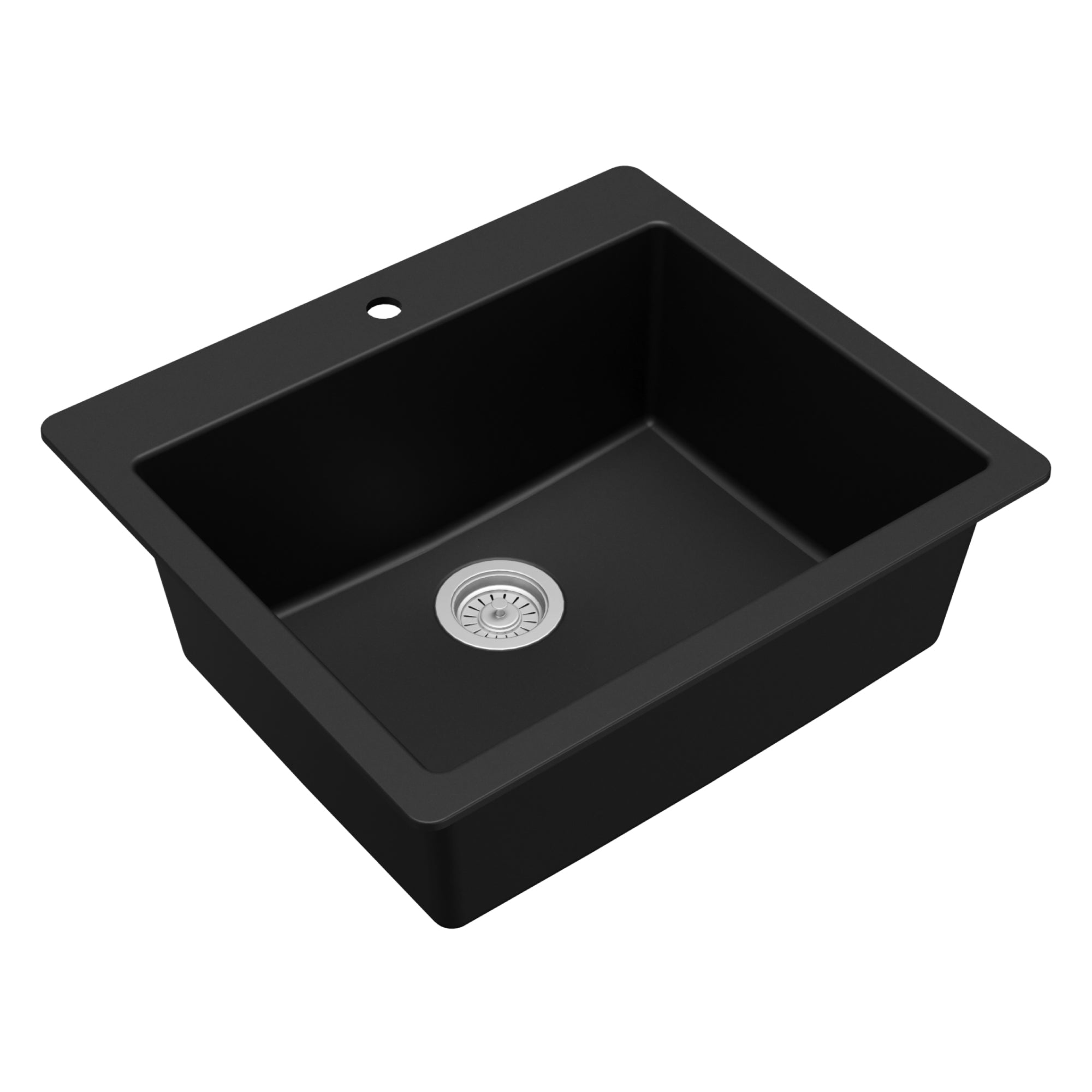 Karran 25" Drop In/Topmount Quartz Composite Kitchen Sink, Black, QT-820-BL