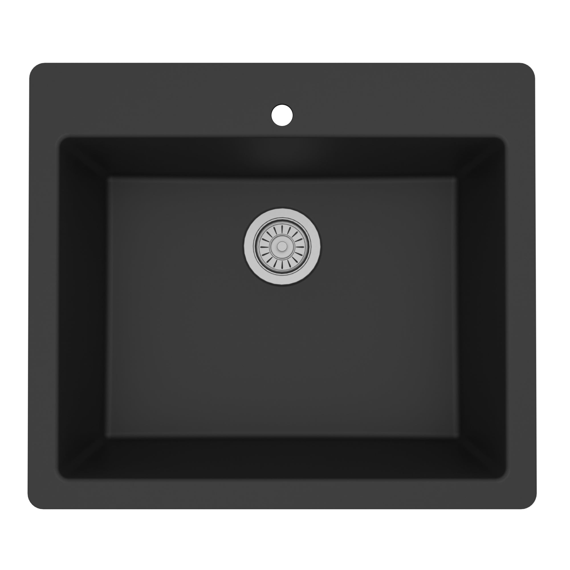 Karran 25" Drop In/Topmount Quartz Composite Kitchen Sink, Black, QT-820-BL