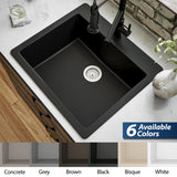 Karran 25" Drop In/Topmount Quartz Composite Kitchen Sink, Black, QT-820-BL