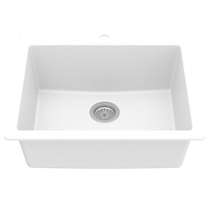Alternate Image for Karran 25" Drop In/Topmount Quartz Composite Kitchen Sink, White, QT-820-WH