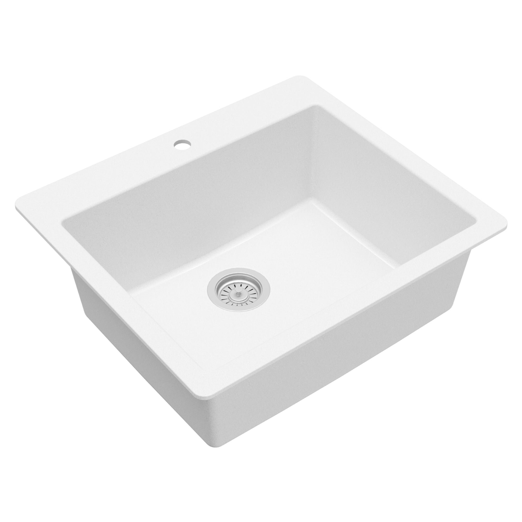 Karran 25" Drop In/Topmount Quartz Composite Kitchen Sink, White, QT-820-WH