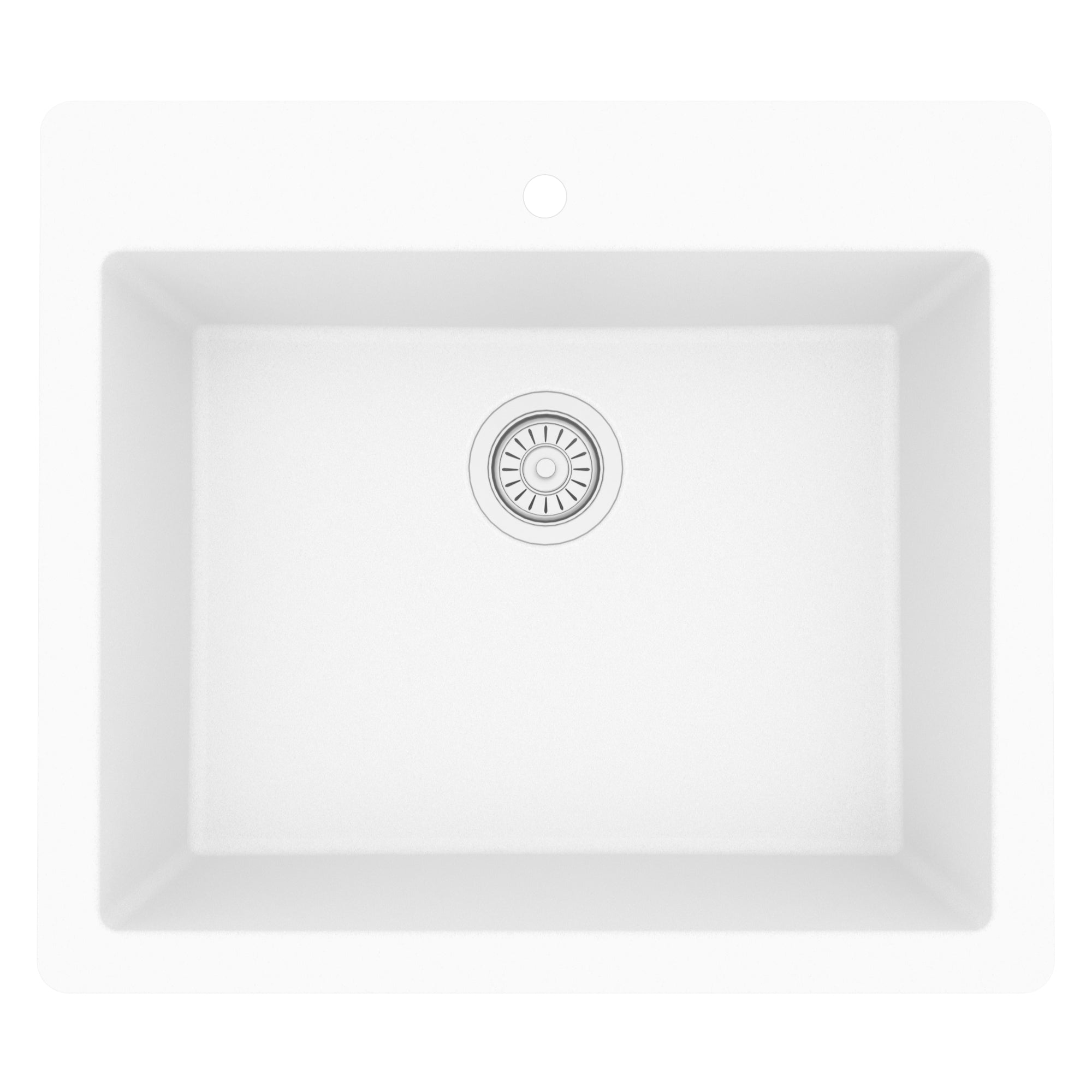 Karran 25" Drop In/Topmount Quartz Composite Kitchen Sink, White, QT-820-WH