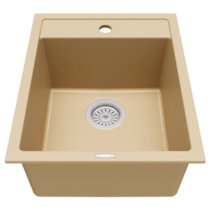 Alternate Image for Karran 16" Drop In/Topmount Quartz Composite Kitchen Sink, Bisque, QT-825-BI