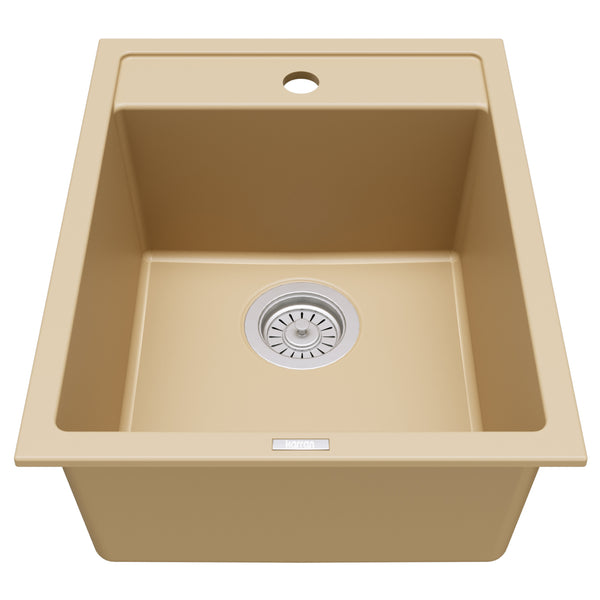 Karran 16" Drop In/Topmount Quartz Composite Kitchen Sink, Bisque, QT-825-BI