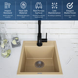 Karran 16" Drop In/Topmount Quartz Composite Kitchen Sink, Bisque, QT-825-BI