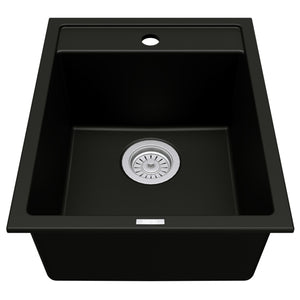 Alternate Image for Karran 16" Drop In/Topmount Quartz Composite Kitchen Sink, Black, QT-825-BL