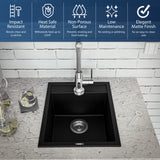 Karran 16" Drop In/Topmount Quartz Composite Kitchen Sink, Black, QT-825-BL