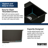 Karran 16" Drop In/Topmount Quartz Composite Kitchen Sink, Black, QT-825-BL