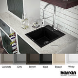 Karran 16" Drop In/Topmount Quartz Composite Kitchen Sink, Black, QT-825-BL