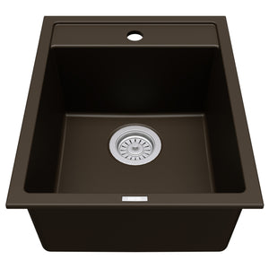 Alternate Image for Karran 16" Drop In/Topmount Quartz Composite Kitchen Sink, Brown, QT-825-BR