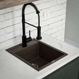 Karran 16" Drop In/Topmount Quartz Composite Kitchen Sink, Brown, QT-825-BR