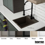 Karran 16" Drop In/Topmount Quartz Composite Kitchen Sink, Brown, QT-825-BR