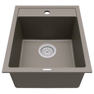 Alternate Image for Karran 16" Drop In/Topmount Quartz Composite Kitchen Sink, Concrete, QT-825-CN