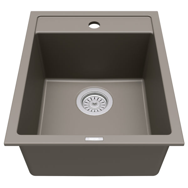 Karran 16" Drop In/Topmount Quartz Composite Kitchen Sink, Concrete, QT-825-CN