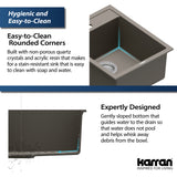 Karran 16" Drop In/Topmount Quartz Composite Kitchen Sink, Concrete, QT-825-CN