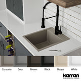 Karran 16" Drop In/Topmount Quartz Composite Kitchen Sink, Concrete, QT-825-CN