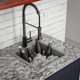 Karran 16" Drop In/Topmount Quartz Composite Kitchen Sink, Grey, QT-825-GR