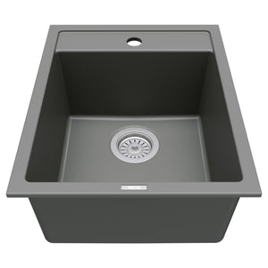 Alternate Image for Karran 16" Drop In/Topmount Quartz Composite Kitchen Sink, Grey, QT-825-GR