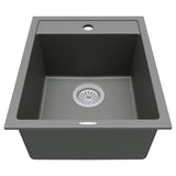 Karran 16" Drop In/Topmount Quartz Composite Kitchen Sink, Grey, QT-825-GR