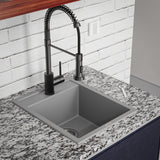 Karran 16" Drop In/Topmount Quartz Composite Kitchen Sink, Grey, QT-825-GR