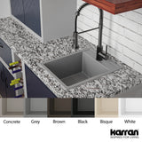 Karran 16" Drop In/Topmount Quartz Composite Kitchen Sink, Grey, QT-825-GR